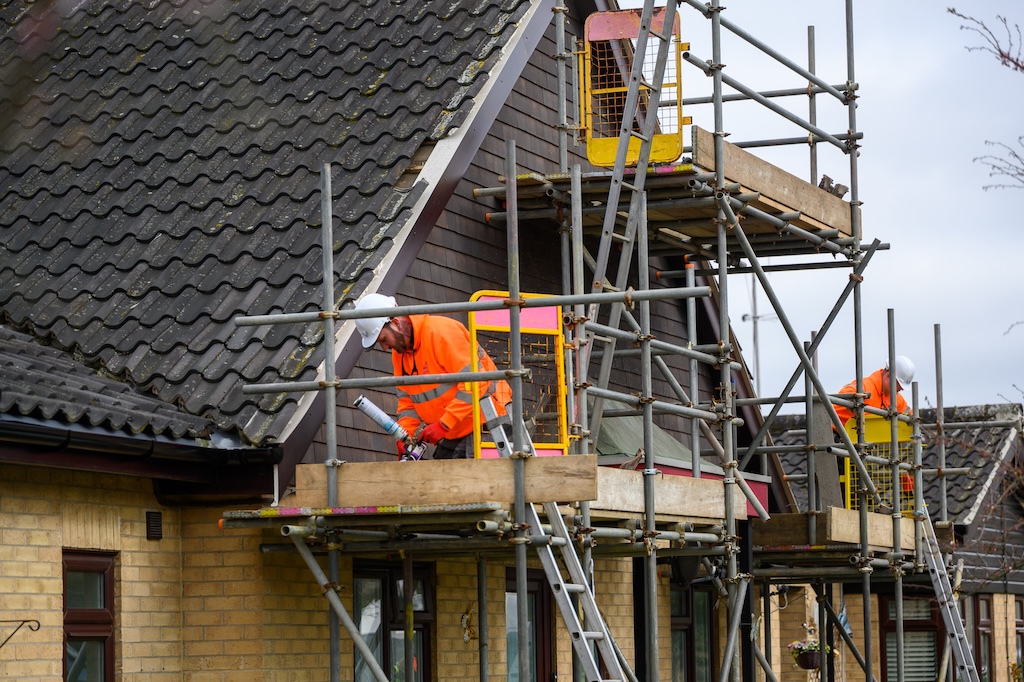 Roofline Installation on Scaffolding